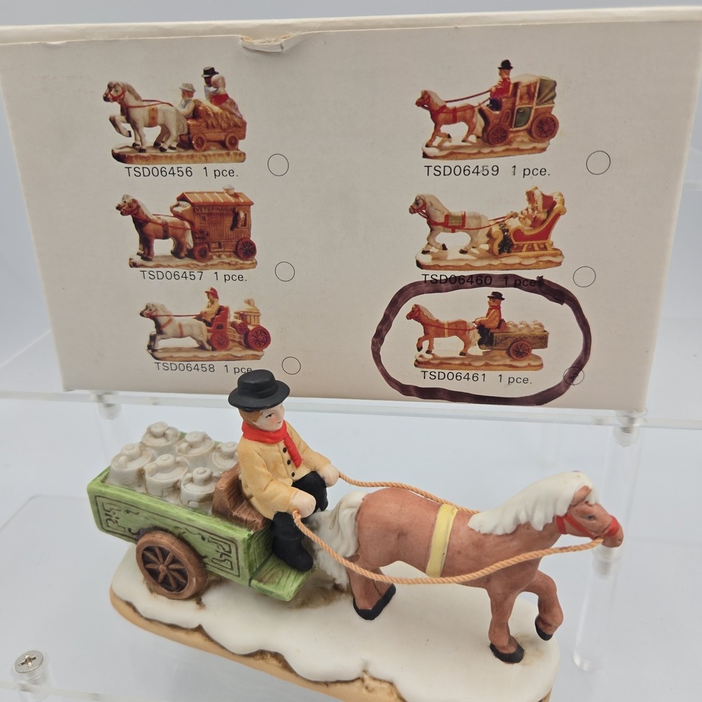 New! Vtg Colonial Village Lefton RETIRED Horse Drawn Wagon Tsd06461 NOS W Box
